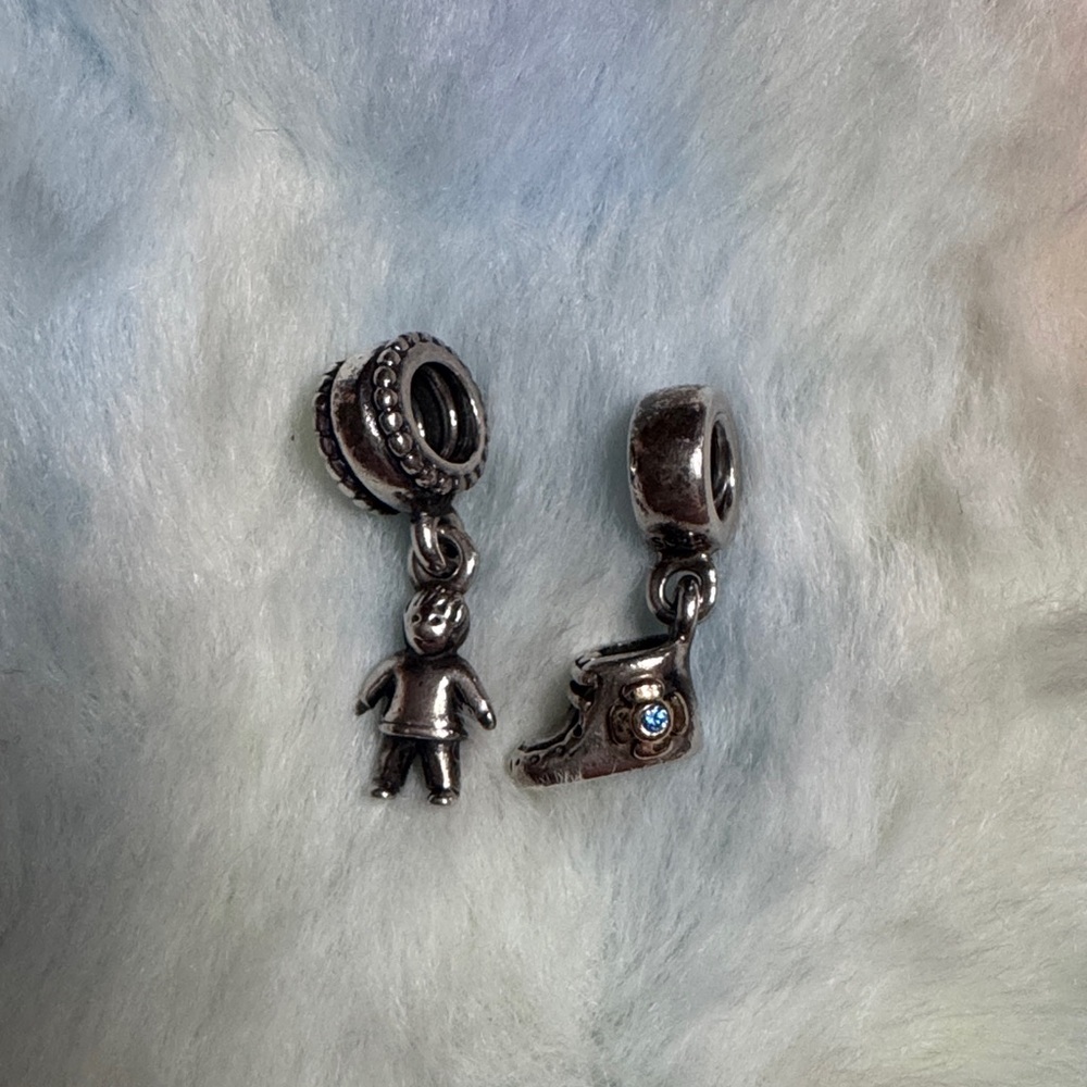 Pandora my little baby & my little boy Silver Charm Set